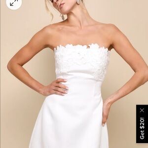 Lulus Unforgettable White Strapless Floral Mini